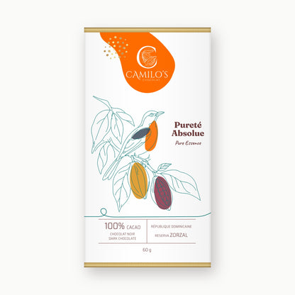 Tablette de chocolat noir à 100 %, cacao d’origine unique Zorzal, de la fève à la tablette
